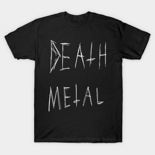 Death Metal Dark Text Sketch Design (white) T-Shirt